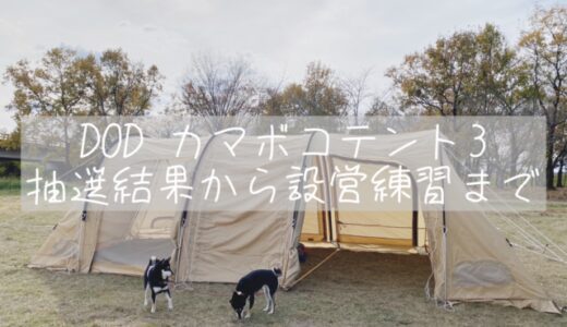 柴犬とキャンプ｜犬とのキャンプにおすすめテント｜DODカマボコテント３（M）｜2022年抽選結果から設営練習まで｜